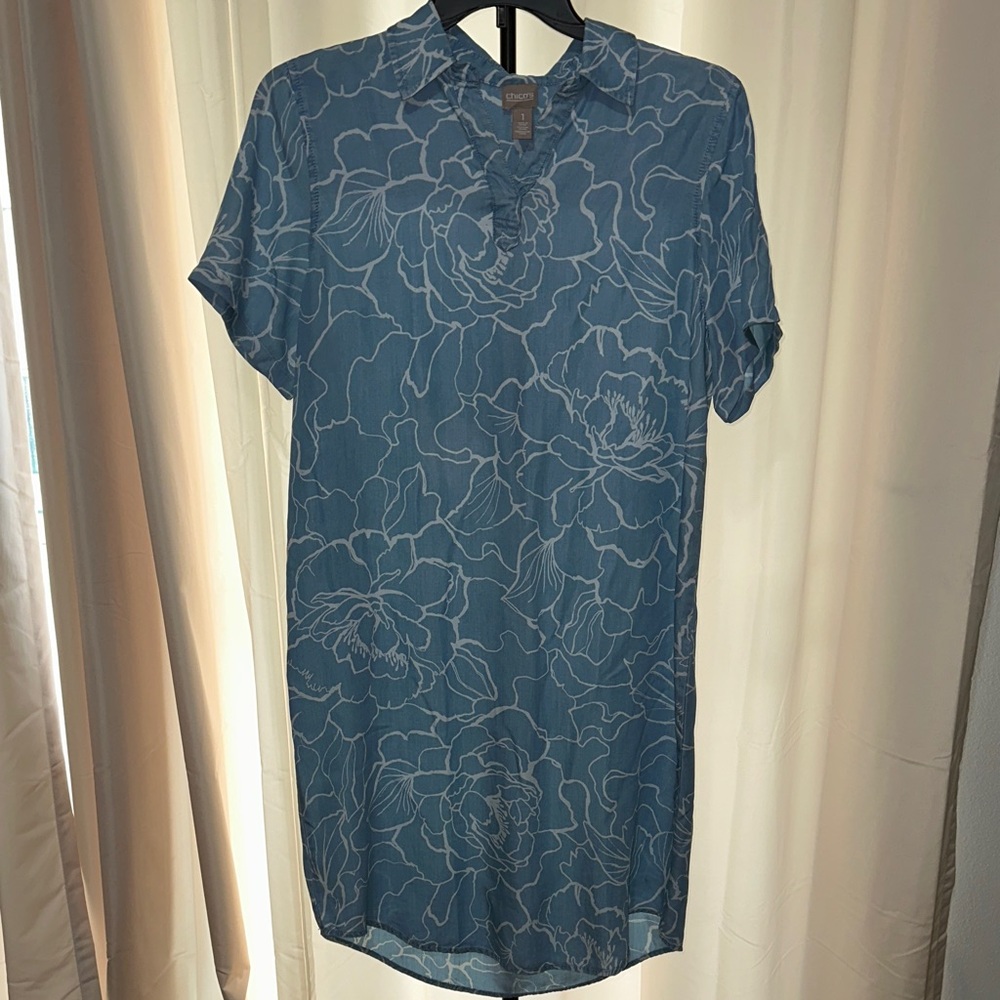 Chico's Casual Blue Floral Dress‎
